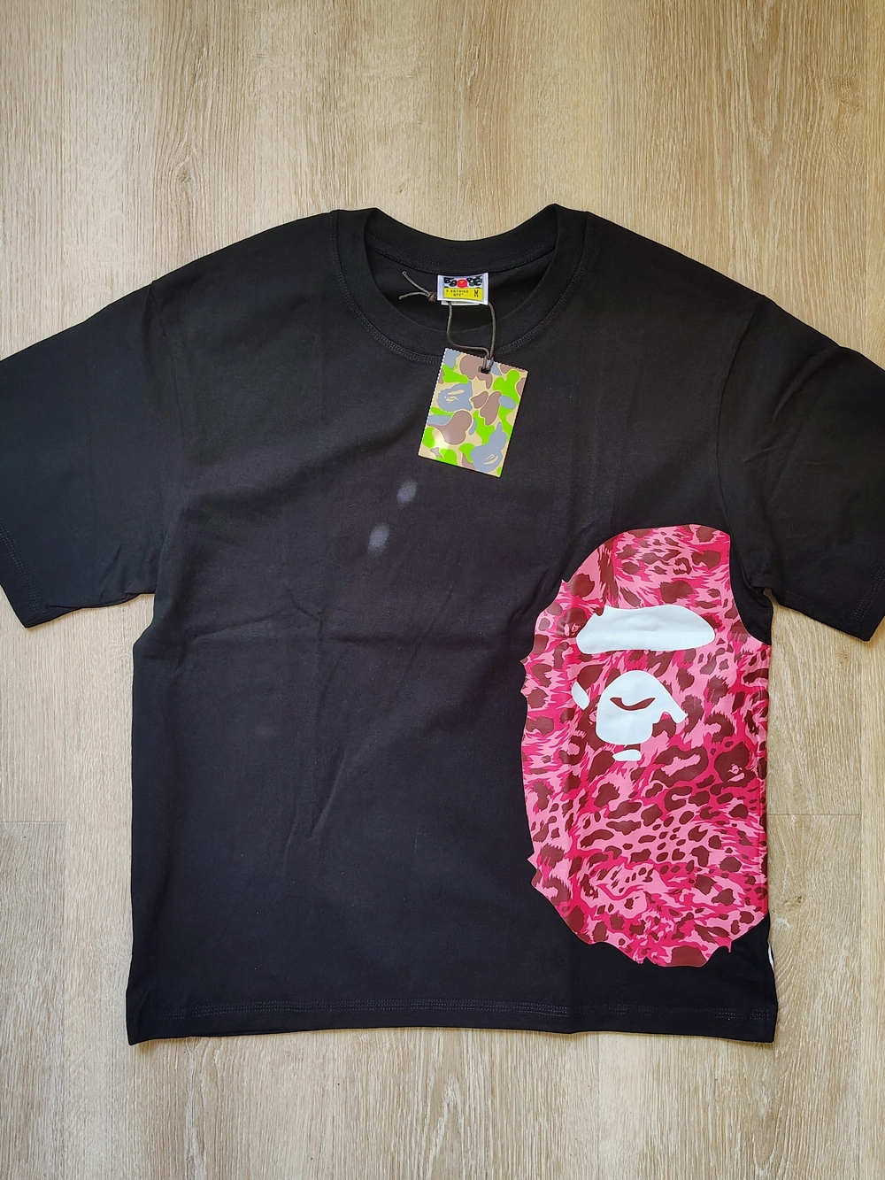 Pink Bape Leopard Print Black T-Shirt